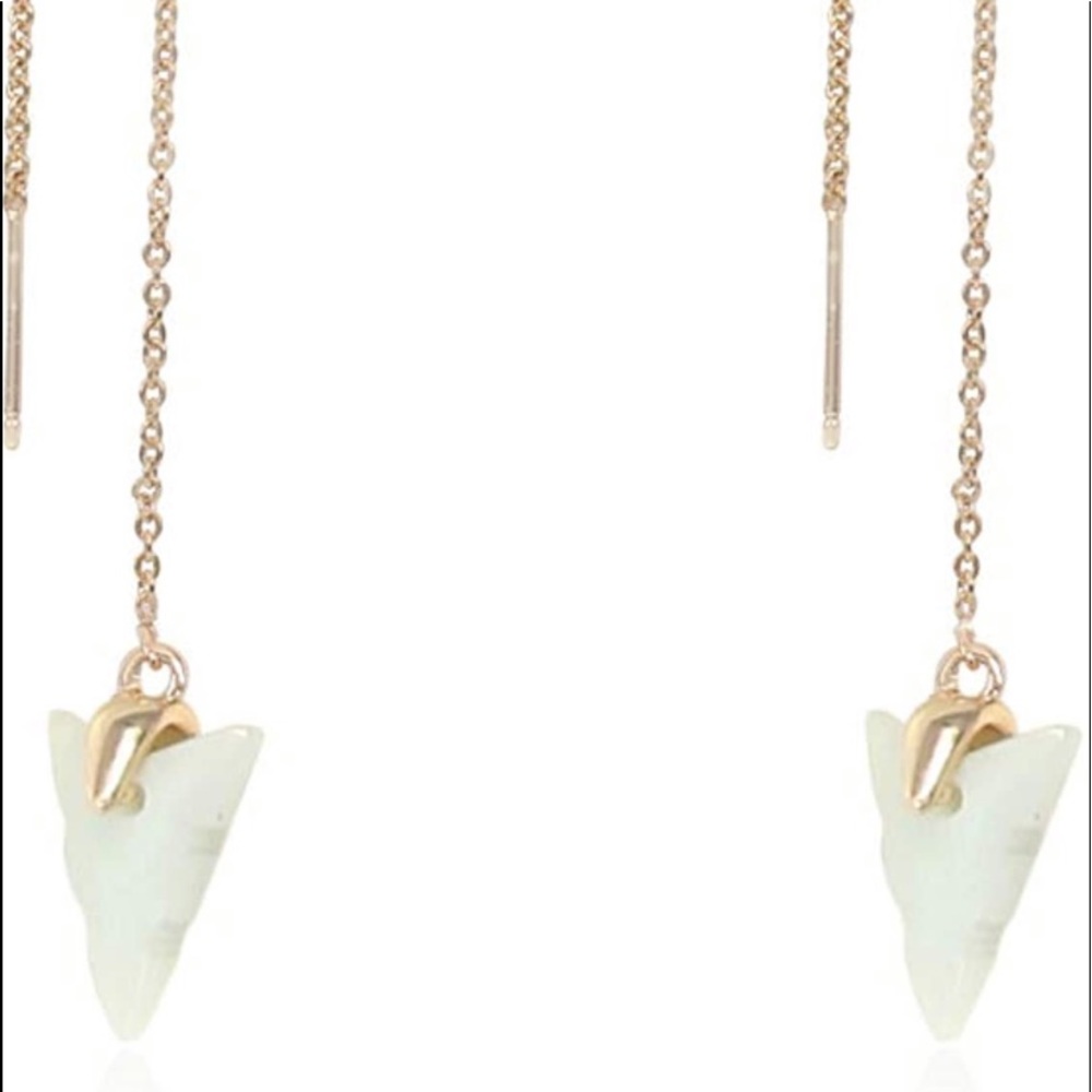 AMAZONITE ARROWHEAD GOLD CHAIN DROP EARRINGS - Picture 2 of 3